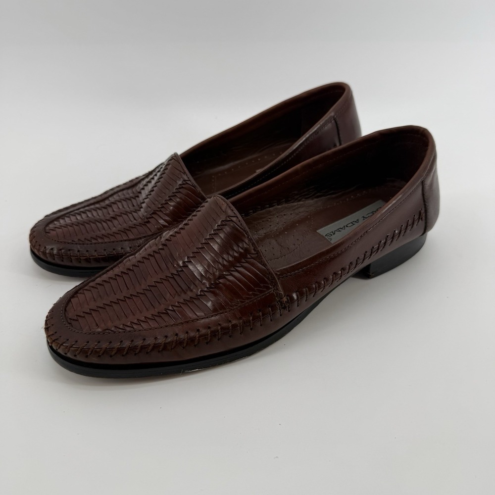 Stacy Adams Dark Brown Woven Leather Slip-On Loafers